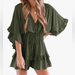 Green Ruffle Romper